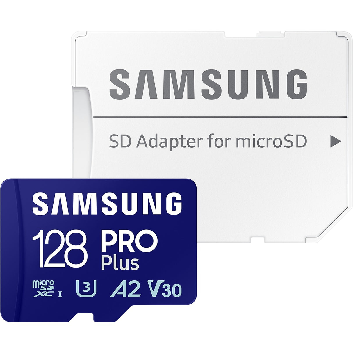 Samsung pro plus 128 gb microsdxc (2023) geheugenkaart (blauw, uhs-i u3, class 10, v30, a2)