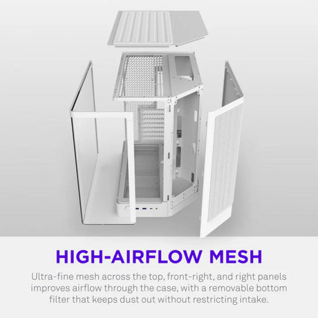 Nzxt h6 midi tower behuizing (wit | 2x usb-a | 1x usb-c | tempered glass)