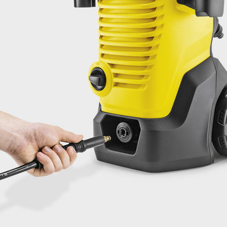 Kärcher k 5 wcm premium home hogedrukreiniger (geel zwart, met vuilfrees, slanghaspel en oppervlaktereiniger)