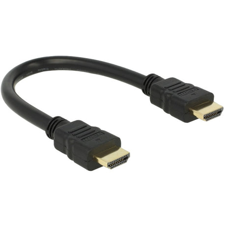 Delock high speed hdmi-a met ethernet adapterkabel (zwart, 25 centimeter, 4k)