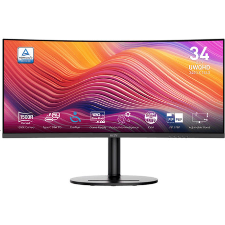 Msi modern md342cqp 34 ultrawide monitor (zwart, 1x displayport, 2x hdmi, 1x usb-c, 2x usb-a, 120 hz)
