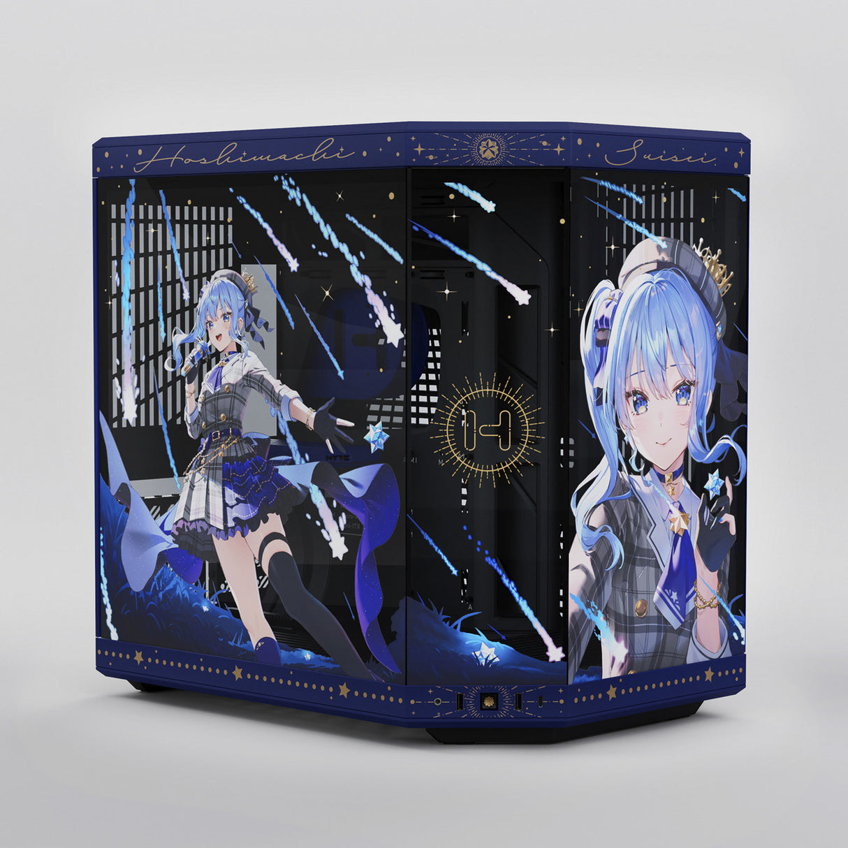Hyte hoshimachi suisei y70 midi tower behuizing (blauw | 2x usb-a | 1x usb-c | tempered glass)