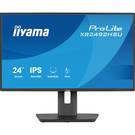 Iiyama prolite xb2492hsu-b1 24 monitor (zwart (mat), 1x displayport, 1x hdmi, 2x usb-a, 120 hz)