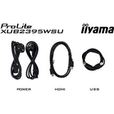 Iiyama prolite xub2395wsu-b5 22.5 monitor (zwart, hdmi, displayport, vga, 2x usb-a, usb-b)