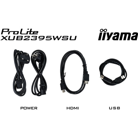 Iiyama prolite xub2395wsu-b5 22.5 monitor (zwart, hdmi, displayport, vga, 2x usb-a, usb-b)