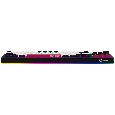 Lorgar kbp70tklw rgb mechanisch gaming toetsenbord (zwart, us lay-out (qwerty), logar toxic purple, 80% (tkl), rgb, hot-swappable, pbt double-shot, bluetooth | 2.4ghz | usb)
