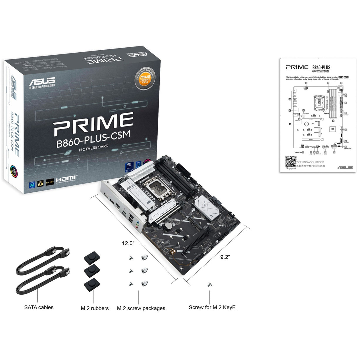 Asus prime b860-plus-csm socket 1851 moederbord (raid, 2.5 gb-lan, sound, atx)