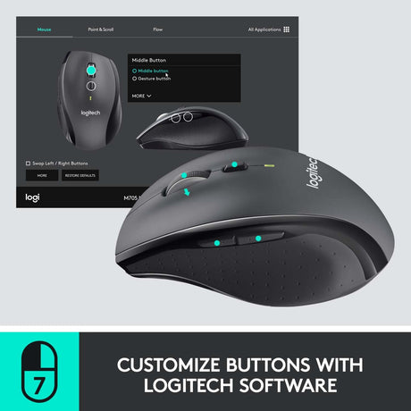 Logitech m705 wireless marathon mouse (antraciet, 1000 dpi)