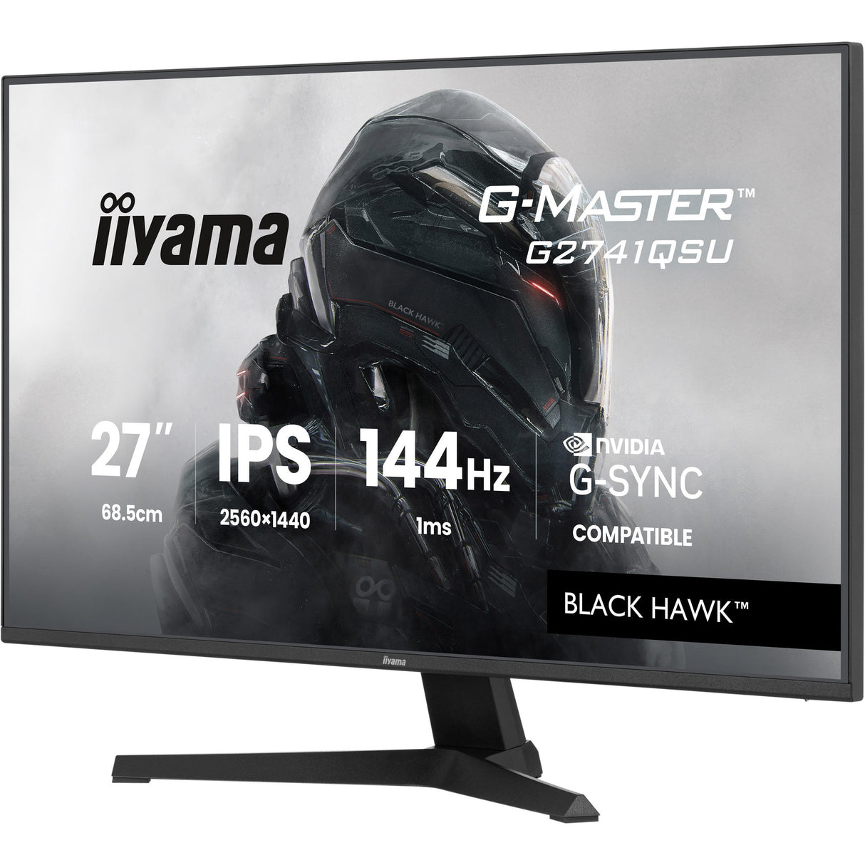 Iiyama g-master black hawk g2741qsu-b1 27 gaming monitor (zwart, hdmi, displayport, 2x usb-a, usb-b, 144 hz)