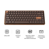 Keychron k3 max-h3w all-wood special edition rgb mechanisch toetsenbord (houtkleur, us lay-out (qwerty), milk pom brown, 75%, rgb leds, double-shot pbt, hot swap, 2.4ghz | bluetooth 5.1 | usb-c)