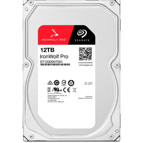 Seagate ironwolf pro 12 tb harde schijf (st12000nt001, sata 600, 24 7)