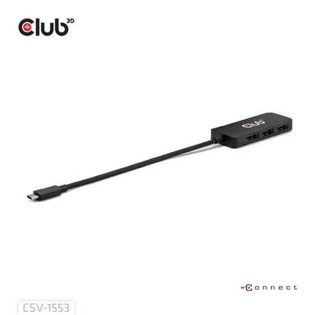 Club 3d usb-c naar triple displayport mst hub (zwart, 4k60hz)