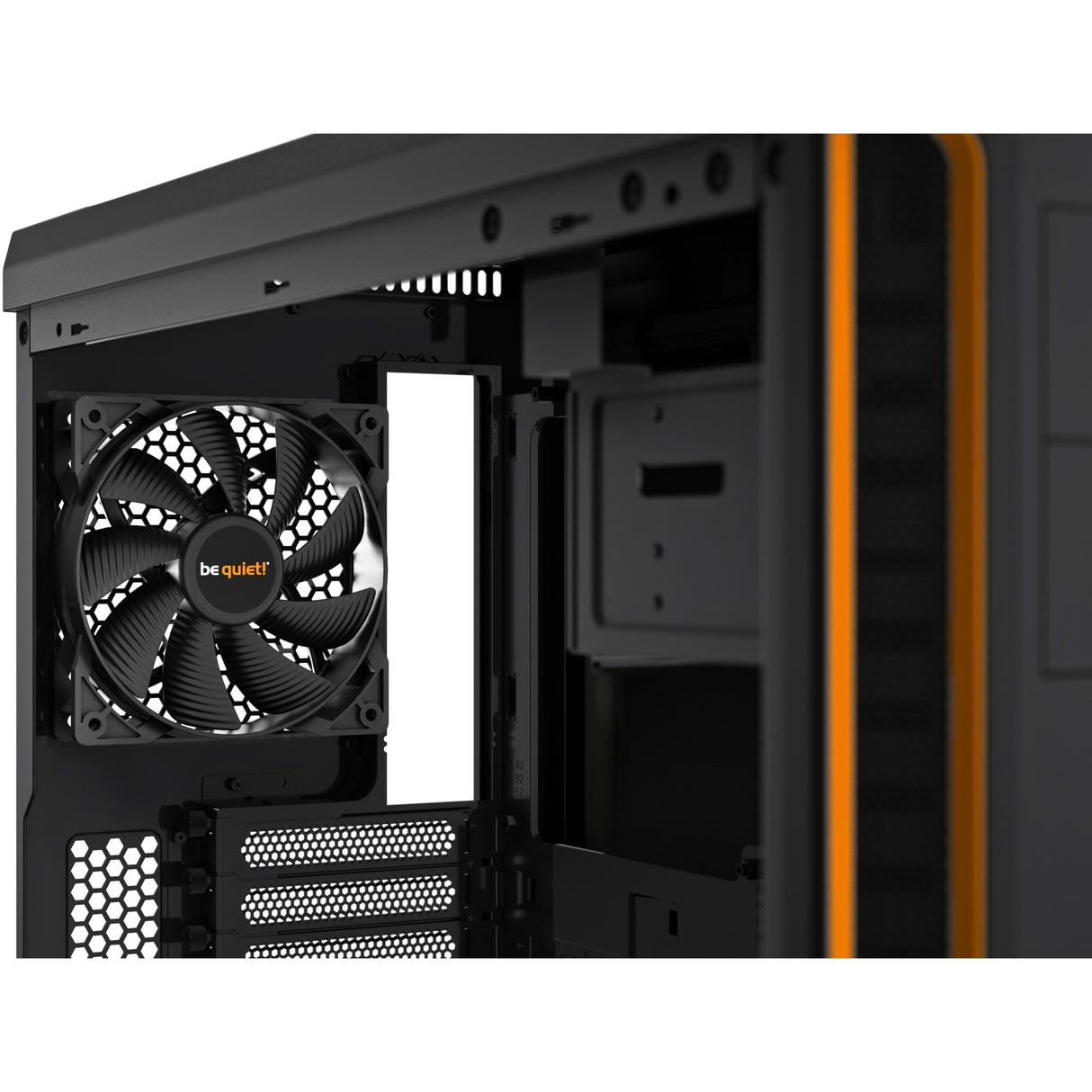 Be quiet! pure base 600 window midi tower behuizing (zwart oranje | 2x usb-a | tempered glass)