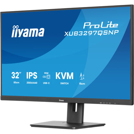 Iiyama prolite xub3297qsnp-b1 32 monitor (zwart, 1x displayport, 1x hdmi, 4x usb-c, 2x usb-a, 1x rj-45)
