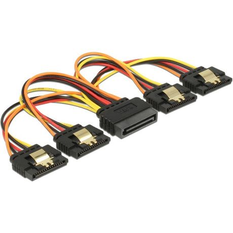 Delock 15-pins sata power naar 4x 15-pins sata power kabel (zwart rood, 15 centimeter)
