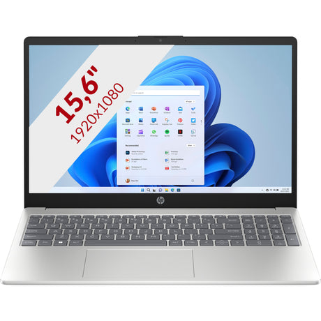 Hp 15-fd0048nd (bn6l5ea) 15.6 laptop (zilver | i5-1334u | iris xe graphics | 8 gb | 512 gb ssd)