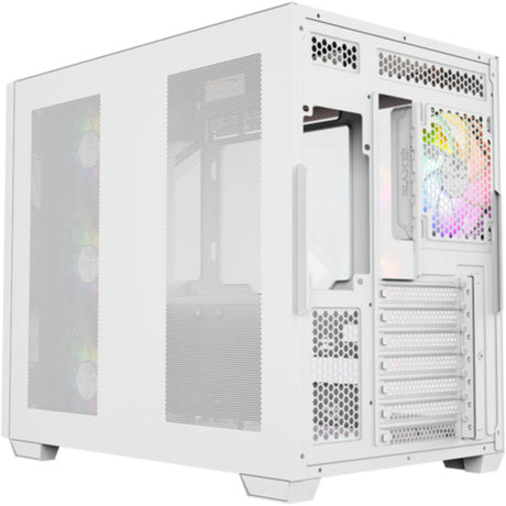 Xyz pc gear qubex midi tower behuizing (wit | 2x usb-a | 1x usb-c | tempered glass)