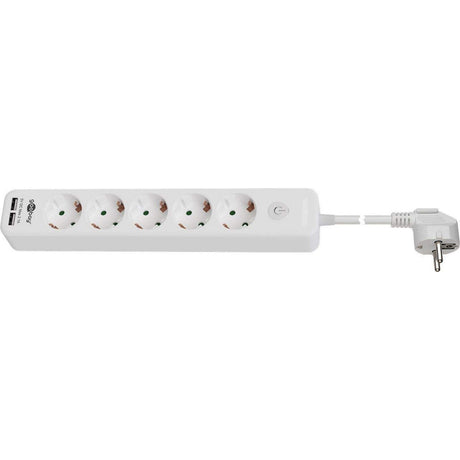 Goobay 5-voudige stekkerdoos met i o-schakelaar en 2 usb-poorten stekkerdoos (wit)