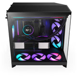 Nzxt h9 flow rgb midi tower behuizing (zwart (mat) | 2x usb-a | 1x usb-c | rgb | tempered glass)
