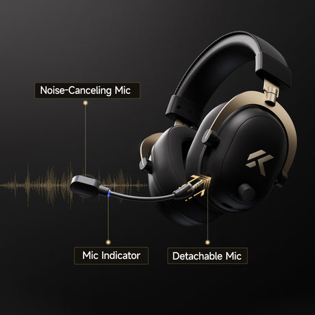 Mchose v9 turbo+ magnetic wireless over-ear gaming headset (zwart, nintendo switch, playstation 4, playstation 5, mobiel, pc, 2.4g bluetooth usb)