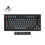 Keychron v1w-d3 8k qmk wired custom mechanical keyboard (zwart, us lay-out (qwerty), super brown, 75%, rgb leds, double-shot pbt, hot swap, 8k, knop)