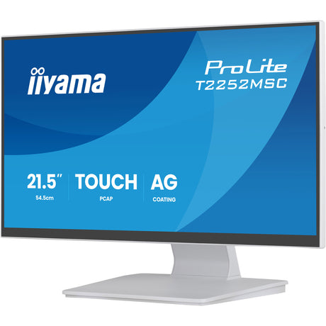 Iiyama prolite t2252msc-w2ag 21.5 touchscreen monitor (wit (mat), 1x displayport, 1x hdmi, 2x usb-a)