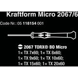 Wera 2067 6 elektronica torx bo schroevendraaierset + rek (zwart groen, 6-delig)