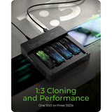 Icy box ib-4013mcl-c4 4-bays usb4 duplicator (1:3 klonen) dockingstation (zwart)