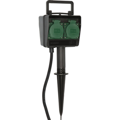 Brennenstuhl tuincontactdoos met aardspies 1154450 4-voudige stekkerdoos (zwart, 4x stekker, 10 meter, ip44)