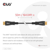 Club 3d hdmi hybrid aoc kabel 8k60hz 4k120hz 50m (zwart)