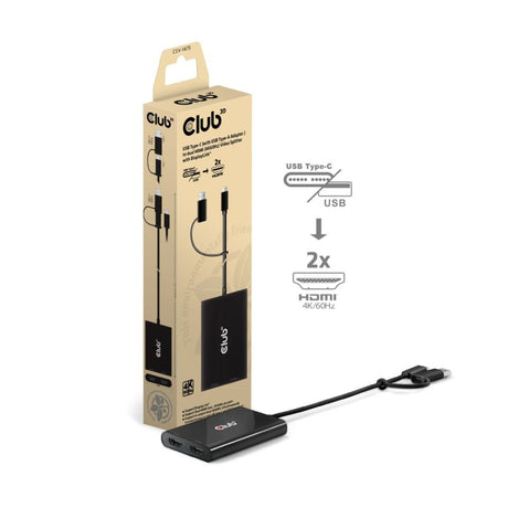 Club 3d usb-c naar usb-a adapter naar 2x hdmi splitter (zwart, displaylink)