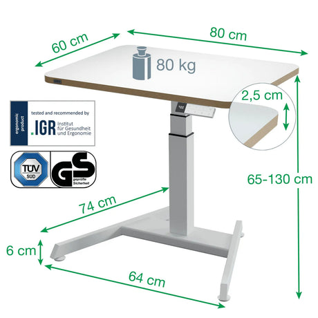 Leitz ergo zit sta bureau elektrisch - verstelbaar in hoogte - klein bureau - met geheugenfunctie - 80 x 60 cm - wit