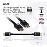 Club 3d ultra high speed hdm kabel (zwart, 1 meter, 4k 120hz, 8k 60hz, 48gbps)