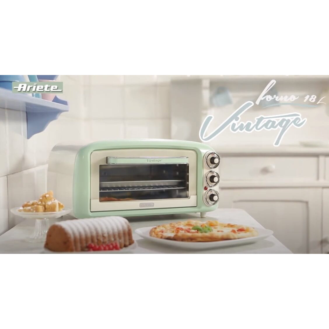 Ariete vintage elektrische oven 0979 04 mini bakoven (groen, 18 liter)