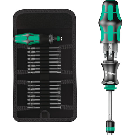 Wera kraftform kompakt 26 met etui, 7‑delig bitset (zwart groen)