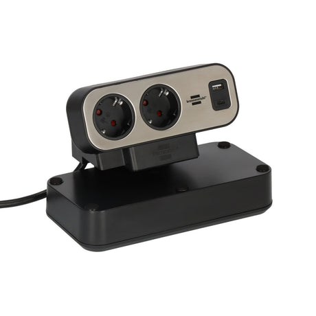 Brennenstuhl ®estilo duplex stekkerdoos met schakelaar en usb-c (stekkerblok met usb c power delivery voor snel opladen, 1x usb c en 1x usb a, 10x contactdozen, 2m kabel)