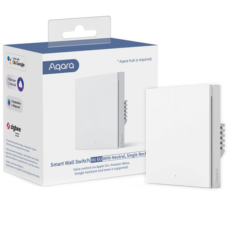 Aqara smart wall switch h1 (with neutral, single rocker) - zigbee 3.0 - enkele schakelaar - één knop - met nuldraad