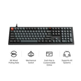 Keychron v6w-d4 8k qmk wired custom mechanical keyboard (zwart, us lay-out (qwerty), super banana, 100%, rgb leds, double-shot pbt, hot swap, 8k, knop)