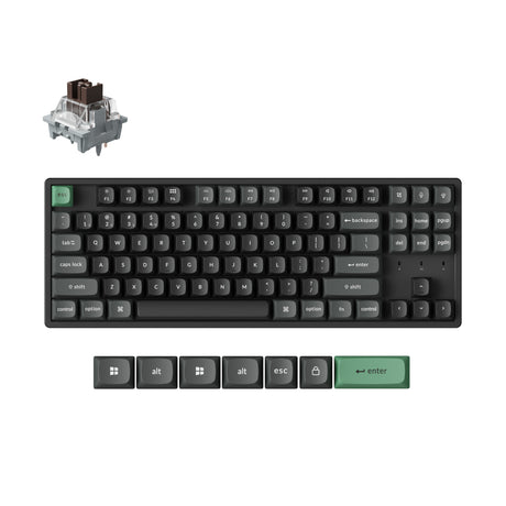 Keychron k8 ultra 8k wireless custom mechanical keyboard (zwart, us lay-out (qwerty), apex brown, 80% (tkl), rgb leds, osa double-shot pbt, usb-c | 2.4 ghz | bluetooth 5.2)