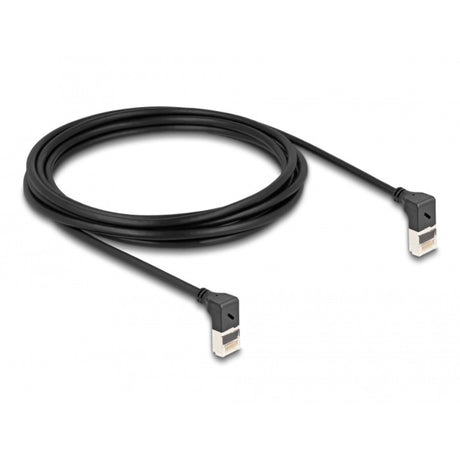 Delock rj45 network cable cat.6a s ftp slim 90° upwards upwards angled 3 m kabel (zwart)