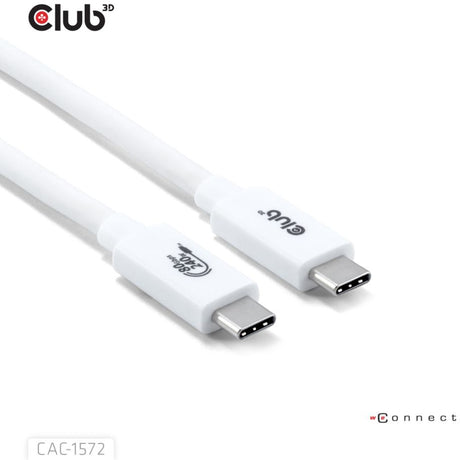 Club 3d gecertificeerde usb-c kabel (wit, 1,2 meter, 240 w)