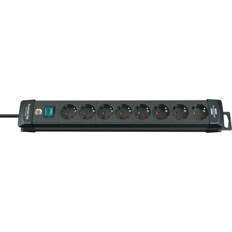 Brennenstuhl premium-line, 8-voudige stekkerdoosstrook (stekkerdoosstrook met schakelaar en 3m kabel - 45° hoek van de contactdozen, monteerbaar, made in germany) zwart