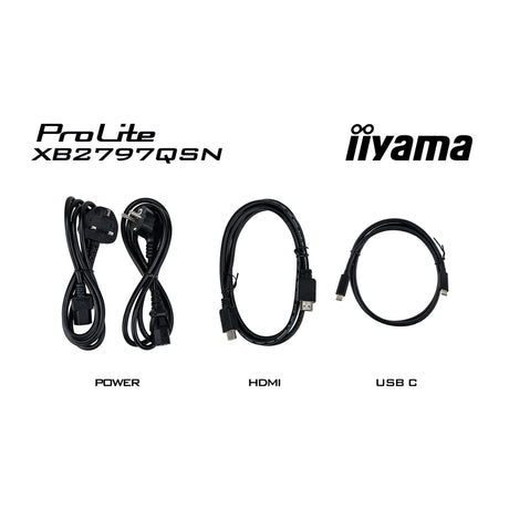 Iiyama prolite xb2797qsn-b1 27 monitor (zwart, 1x displayport, 1x hdmi, 2x usb-c, 2x usb-a, 1x rj-45)