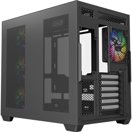Xyz pc gear tesseract x midi tower behuizing (zwart | 2x usb-a | 1x usb-c | tempered glass)