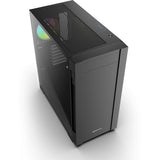 Sharkoon s25-w2 argb midi tower behuizing (zwart | 2x usb-a | 1x usb-c | rgb | tempered glass)
