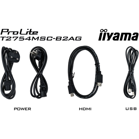 Iiyama prolite t2754msc-b2ag 27 touchscreen monitor (zwart (mat), 1x hdmi, 1x vga, 2x usb-a)