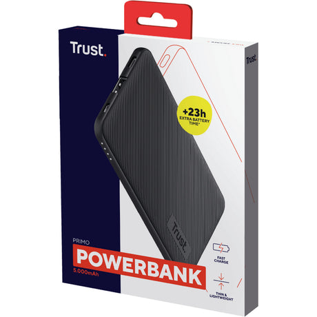 Trust primo 5.000 mah eco powerbank (zwart)