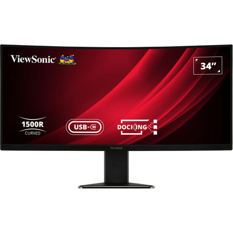 Viewsonic uwqhd curved docking monitor met kvm-switch vg3419c 34 ultrawide (zwart (mat), 1x displayport, 1x hdmi, 1x usb-c, 3x usb-a, 1x rj-45, 120 hz)