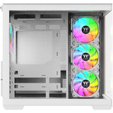 Thermaltake view 380 ws argb snow midi tower behuizing (wit houtkleur | 2x usb-a | 1x usb-c | rgb | tempered glass)