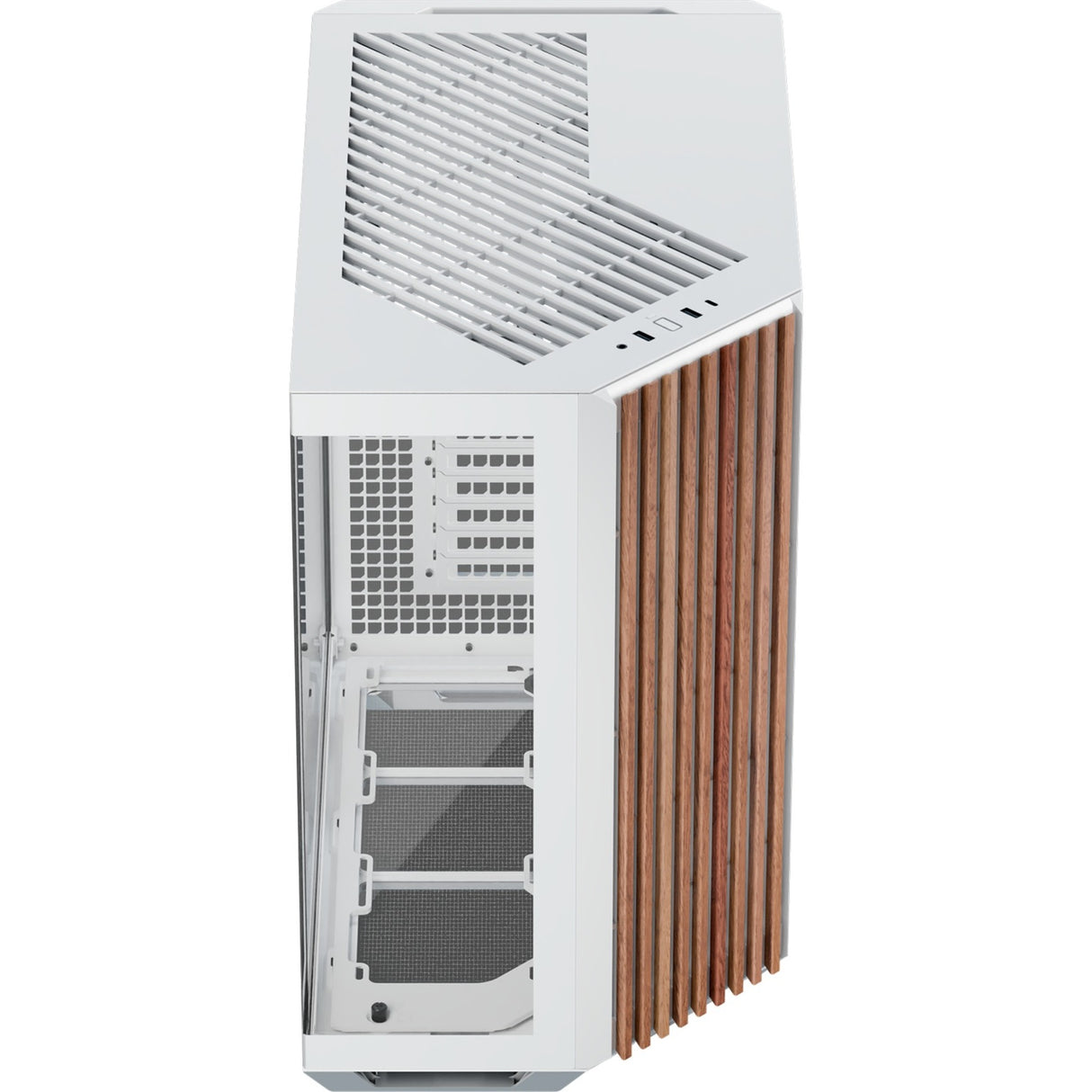 Apnx v1-w-wt-v1 midi tower behuizing (wit houtkleur | 2x usb-a | 1x usb-c | window)